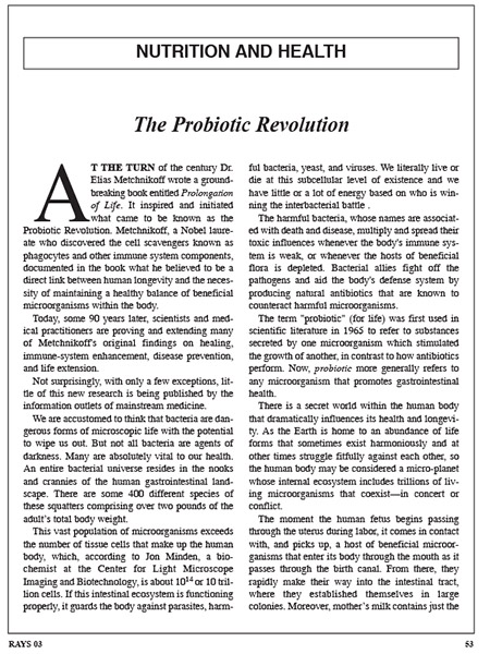 ผลวิจัย Probiotics Article Rosicrucianfellowship